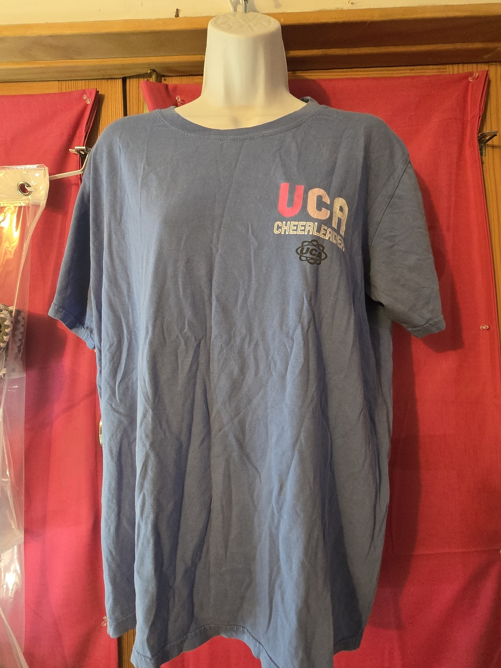Varsity UCA Cheerleaders Blue Short Sleeve Tee with Pink Accent